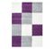 Tapis Poils Longs Shaggy 60x110 Rectangle Tissé Violet Et Gris Motif Damier