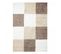 Tapis Poils Longs Shaggy 200x290 Rectangle Tissé Beige Et Marron Motif Damier