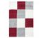 Tapis Poils Longs Shaggy 60x110 Rectangle Tissé Rouge Et Gris Motif Damier