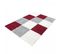 Tapis Poils Longs Shaggy 120x170 Rectangle Tissé Rouge Et Gris Motif Damier