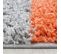 Tapis Shaggy 80x250 Carré à Orange, Gris, Crème