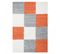 Tapis Shaggy 80x250 Carré à Orange, Gris, Crème