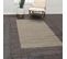 Tapis Shaggy 200x200 Rond Bordure Beige, Taupe