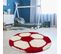 Tapis Enfant Ø100cm Rond Tissé Rouge Et Crème Shaggy Foot