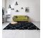 Tapis Shaggy 160x160 Rond Scandinav à Noir, Blanc