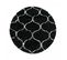 Tapis Shaggy 160x160 Rond Scandinav à Noir, Blanc