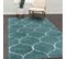 Tapis Shaggy 120x170 Rectangle Tissé Turquoise Et Crème Motif Scandinave