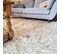 Tapis Shaggy 120x170 Rectangle Fait Main Crème En Laine Motif Uni Flokato