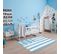 Tapis Enfant 124x167 Fait Main En Coton Bleu Et Blanc Drapa