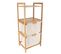 Meuble De Rangement 2 Étagères En Bambou Et 2 Panières En Tissu Naturel H 90 Cm