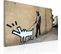 Tableau Chien Qui Aboie Ne Mord Pas, Banksy 60 X 40 Cm Gris