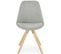 Chaise Design Nordique Assise Rembourrée Gris Pieds Bois Clair