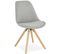 Chaise Design Nordique Assise Rembourrée Gris Pieds Bois Clair