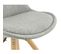 Chaise Design Nordique Assise Rembourrée Gris Pieds Bois Clair