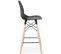 Tabouret De Bar Noir Pieds Bois Et Métal H107cm