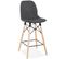 Tabouret De Bar Tissu Gris Et Bois H107cm