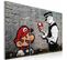 Tableau « Super Mario Champignon Flic » Par Banksy 90 X 60 Cm Gris