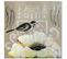Tableau Fleur Blanche Et Oiseau Noir 100 X 100 Cm Beige