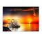 Tableau Bois Coucher De Soleil Sur La Mer 4 40 X 30 Cm Orange