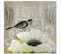 Tableau Bois Fleur Blanche Et Oiseau Noir 100 X 100 Cm Beige