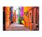 Tableau Bois Rue Coloree 80 X 60 Cm Orange