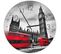 Horloge Murale Urbaine Big Ben et Bus Rouge Londres 60 X 60 Cm Rouge