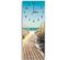 Horloge Plage Sable Et Mer Panoramique - Décoration Murale 40 X 118 Cm Bleu