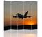 Paravent Décoratif Avion Au Crépuscule Pour Chambre 180 X 150 Cm - 2 Faces R° V° + 360° Orange