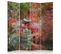 Paravent Jardin Zen Japonais 4 Panneaux Décoratif 145 X 150 Cm - 1 Face Déco Rouge