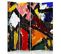 Paravent Design Abstrait Multicolore Pour Décoration Intérieure 145 X 180 Cm - 1 Face Déco Noir