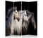 Paravent Décoratif Trois Chevaux En Impression Haute Qualité 145 X 180 Cm - 1 Face Déco Noir