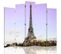 Paravent Design Tour Eiffel Parisien 5 Panneaux Chic 180 X 180 Cm - 2 Faces R° V° Violet