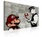 Tableau Mario Bros Sur Béton Banksy 90 X 60 Cm Gris