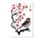 Tableau Moineau Sur Le Cerisier Japonais 40 X 60 Cm Blanc