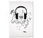 Tableau Bois Casque De Musique 50 X 70 Cm Blanc