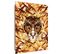 Tableau Bois Accroupi Jaguar 70 X 100 Cm Orange