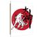 Tableau Bois Okami Dieu-loup Japonais 70 X 100 Cm Rouge