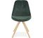 Chaise Scandinave Rembourrée Velours Vert Pieds Bois Clair