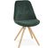 Chaise Scandinave Rembourrée Velours Vert Pieds Bois Clair