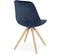 Chaise Scandinave Rembourrée Velours Bleu Pieds Bois Clair