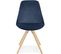 Chaise Scandinave Rembourrée Velours Bleu Pieds Bois Clair