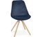 Chaise Scandinave Rembourrée Velours Bleu Pieds Bois Clair