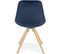 Chaise Scandinave Rembourrée Velours Bleu Pieds Bois Clair