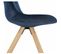 Chaise Scandinave Rembourrée Velours Bleu Pieds Bois Clair