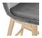 Tabouret De Bar Rembourré Velour Gris Pied Bois H Assise 76cm