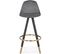 Tabouret De Bar Design Bois Noir Et Velours Gris H87cm