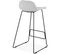 Tabouret De Bar En Tissu Gris Clair Et Métal Noir H95cm