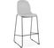 Tabouret De Bar En Tissu Gris Clair Et Métal Noir H112cm