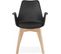 Fauteuil Scandinave Rembourré Assise Noir Pieds Boir Clair