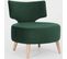 Fauteuil Cosy Rembourré Tissu Couleur Vert Pieds Bois Clair